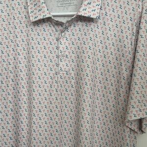 Vineyard Vines Men’s Performance Golf Shirt Size Lg. Martinis & Cigars pattern.